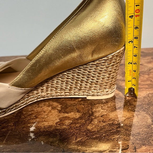 Cole Haan Women Sz 8B Nike Air Ava Open Toe Wedge Pumps Heel Sandals White Gold - Picture 10 of 11